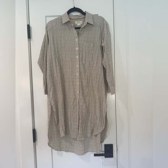 Anthropologie Tops - Maeve Plaid Button-Up Crinkled Shirt Dress